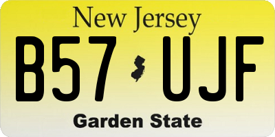 NJ license plate B57UJF