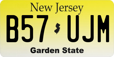 NJ license plate B57UJM