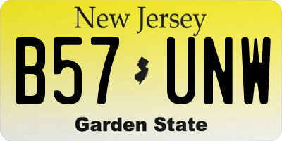 NJ license plate B57UNW