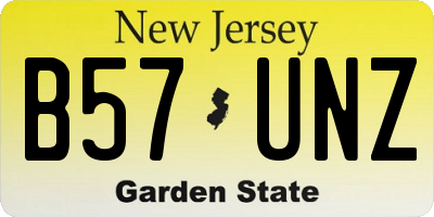 NJ license plate B57UNZ