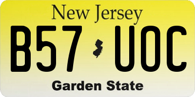 NJ license plate B57UOC