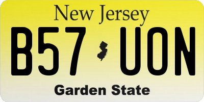 NJ license plate B57UON