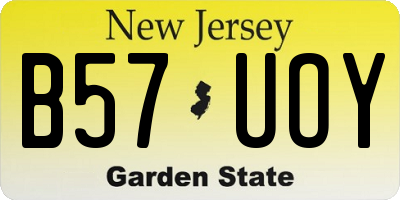 NJ license plate B57UOY
