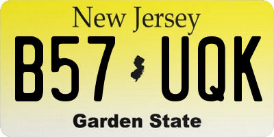NJ license plate B57UQK