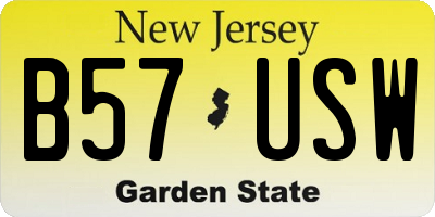 NJ license plate B57USW