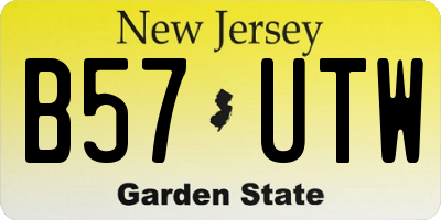 NJ license plate B57UTW