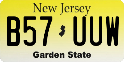 NJ license plate B57UUW