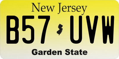 NJ license plate B57UVW