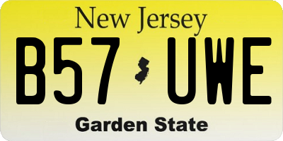 NJ license plate B57UWE