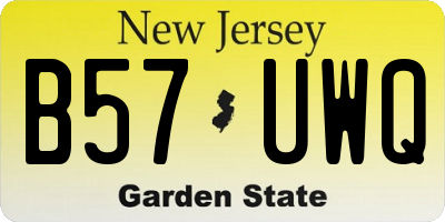 NJ license plate B57UWQ