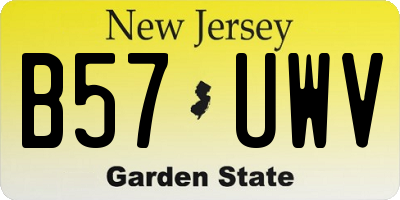 NJ license plate B57UWV