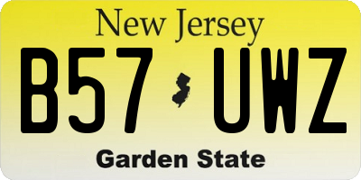 NJ license plate B57UWZ