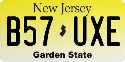 NJ license plate B57UXE
