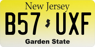 NJ license plate B57UXF