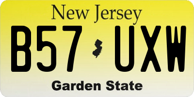 NJ license plate B57UXW