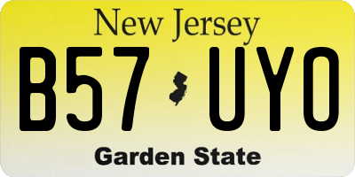 NJ license plate B57UYO