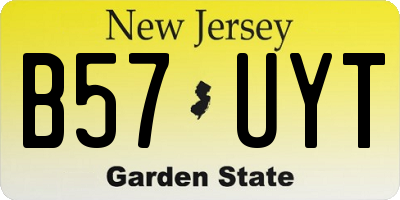 NJ license plate B57UYT