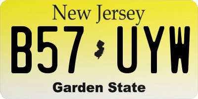NJ license plate B57UYW