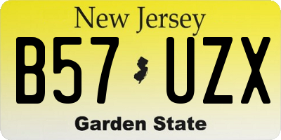 NJ license plate B57UZX