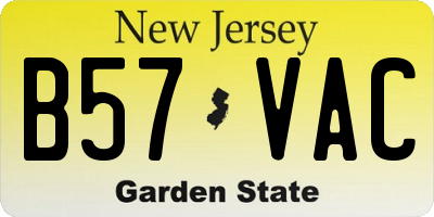 NJ license plate B57VAC