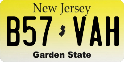 NJ license plate B57VAH