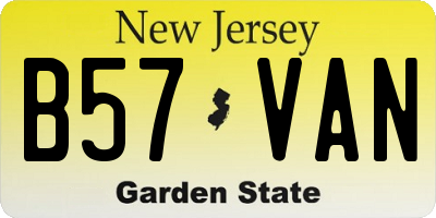 NJ license plate B57VAN