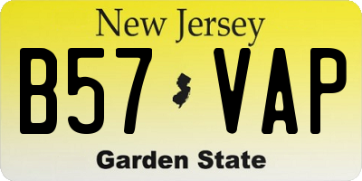 NJ license plate B57VAP
