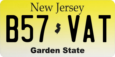 NJ license plate B57VAT