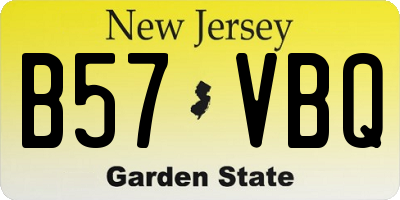 NJ license plate B57VBQ