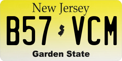 NJ license plate B57VCM