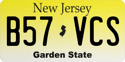 NJ license plate B57VCS