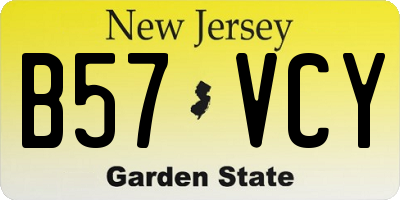 NJ license plate B57VCY