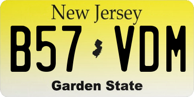 NJ license plate B57VDM