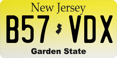 NJ license plate B57VDX