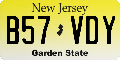 NJ license plate B57VDY