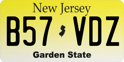 NJ license plate B57VDZ