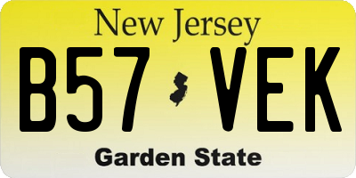 NJ license plate B57VEK