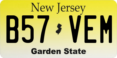NJ license plate B57VEM
