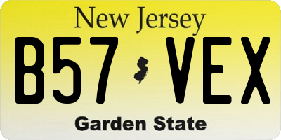 NJ license plate B57VEX