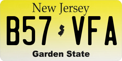 NJ license plate B57VFA