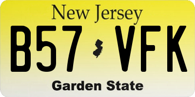 NJ license plate B57VFK