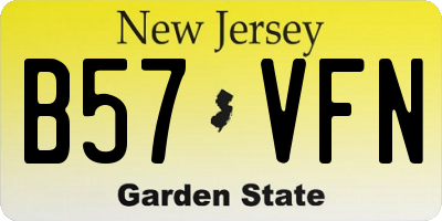 NJ license plate B57VFN
