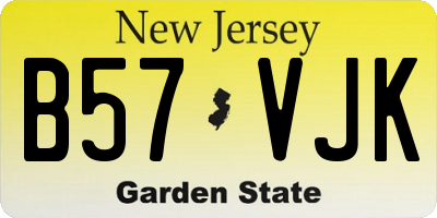 NJ license plate B57VJK