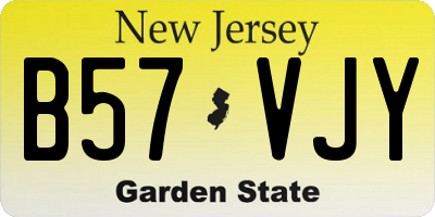 NJ license plate B57VJY