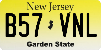 NJ license plate B57VNL