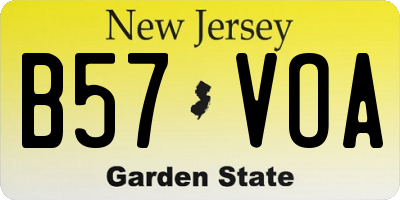 NJ license plate B57VOA