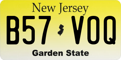 NJ license plate B57VOQ