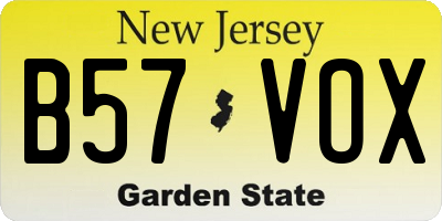 NJ license plate B57VOX