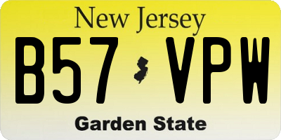 NJ license plate B57VPW