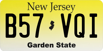 NJ license plate B57VQI
